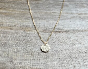 R E F L E C T | Hammered Circle Necklace | Gold Filled Circle Pendant | Minimalist Gold Circle Necklace | Geometric Pendant Textured Circle
