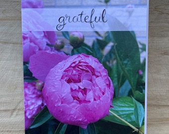 GRATEFUL | Floral greeting card | Thank you card | Floral Thank you greeting card | Grateful greeting card | pink floral Thank you note