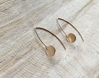 R E F L E C T I O N | Gold Filled Threader Earrings | Gold Filled Circle Earrings | Minimalist Gold Circle Earrings | Geometric Earrings
