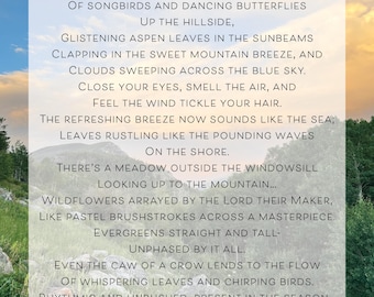 M E L O D Y | Mountain Poem | Mountain Digital Print with Poem | 8x10 Mountain Portrait | Mountain Meadow | Nature Digital Print | Colorado