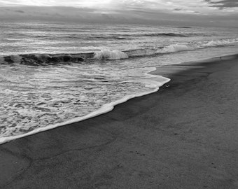 Sunrise Stroll  | Black and White Beach Digital Print | Black and White Ocean Scene | Monochromatic Beach Photography | Sunrise Digital
