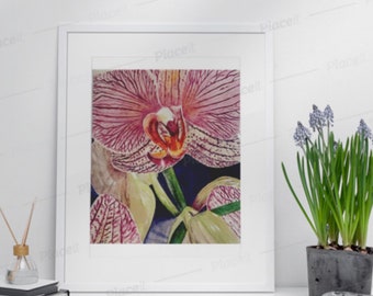 Pink Orchid Painting Watercolor Print