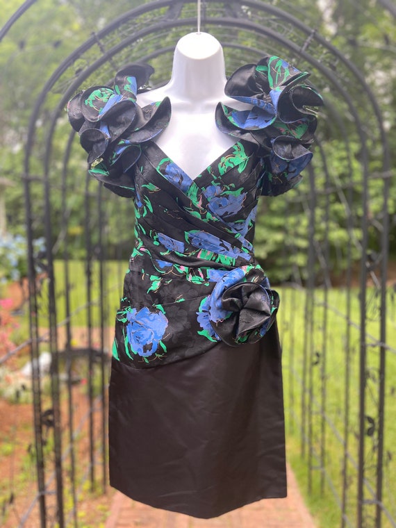 80’s Tadashi Floral Cocktail Dress