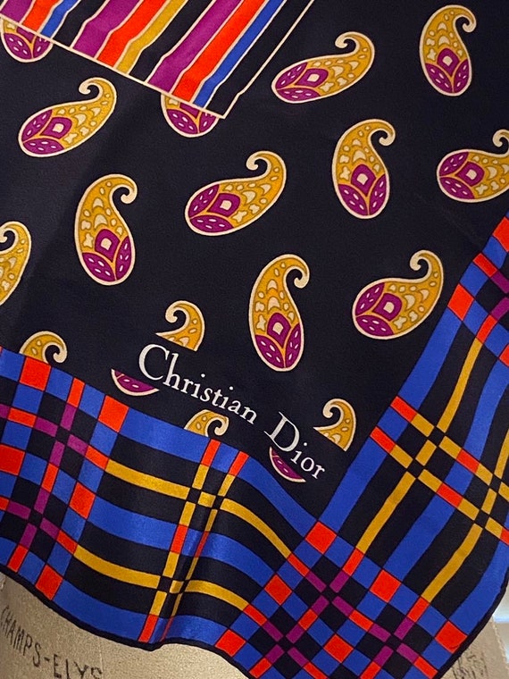 Vintage Christian Dior Hand-Rolled Silk Scarf - image 3