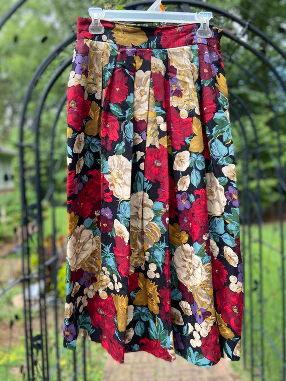vintage pleated wool a-line midi skirt from Saks Fifth Avenue 1980s Bill Blass Skirt