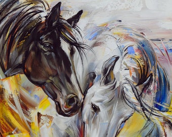 Impression d’art de cheval, impression originale d’art, impression de peinture de cheval, impression animale, impression abstraite d’art, cadeau de cheval, décor de mur de cheval, art abordable