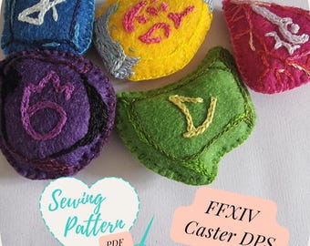 Molde de Costura para Pedras de Trabalho de FFXIV, Guia de Bordado à Mão de Cristal da Alma de FF14 ~ Caster, DPS, Summoner, Blackmage, Pictomancer
