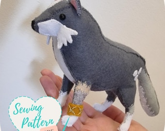 Padrão de pelúcia de feltro costurado à mão Torgal Wolf FF16 Costure seu próprio modelo de costura de lobo presente para jogadores Download digital PDF