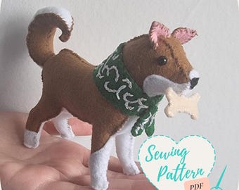 Padrão de costura de cachorro Shiba Mameshiba FFXIV Costure seu próprio FF14 Minion Pet Tutorial digital costura à mão feltro plushie brinquedo de pelúcia