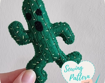 Tutorial de padrão de costura à mão de pelúcia Cactuar FFXIV enfeite de feltro para jogos FF14 pelúcia faça você mesmo fácil costure o seu próprio