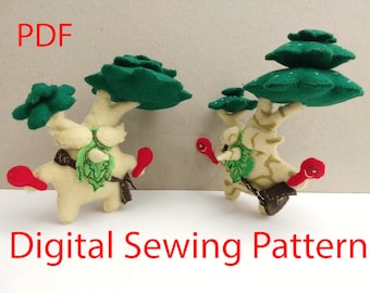 Craft Sewing Pattern Hestu Korok Hand Sew Plush Felt TOTK BoTW Digital Tutorial Stuffed Toy Forest Spirit