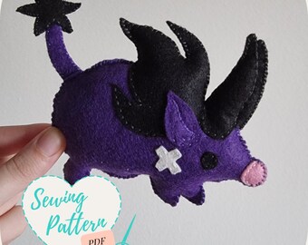 FFXIV Bebê Behemoth Padrão de Costura à Mão de Pelúcia Tutorial Ornamento de Feltro Gaming Plushie DIY Fácil Costurar Seu Próprio