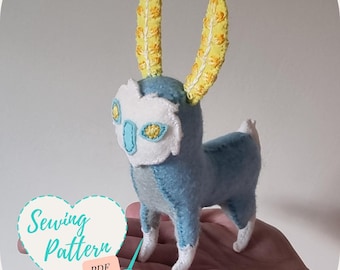 Padrão de costura à mão em feltro ~ LoZ Blupee Bunny DIY Costure o seu próprio ~ ToTK BoTW Rabbit Blue Spirit Plushie Toy Fanart inspirado