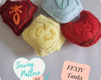 Molde de Costura para Pedras de Trabalho de FFXIV, Padrão de Bordado à Mão de Cristal da Alma de FF14 em PDF - Guia ~ Tanques, Paladinos, Guerreiros, Cavaleiros Negros