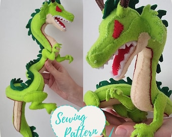 東洋の龍/中国の龍。フェルト製のぬいぐるみの作り方と作り方ガイド