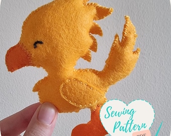 Chocobo Final Fantasy Plush Padrão de Costura à Mão Tutorial Kweh Felt Ornament Gaming FF14 Plushie DIY Fácil Costure o seu próprio