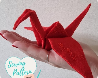 Guindaste de origami de feltro PDF digital Padrão de costura Guia para iniciantes em pelúcia de feltro Faça você mesmo Japonês