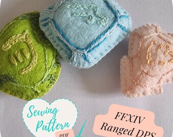 Molde de Costura para Pedras de Trabalho de FFXIV, Guia de Bordado à Mão de Cristal da Alma de FF14 ~ Bardo DPS à Distância, Maquinista, Dançarino