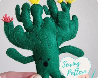 Gigantender Cactuar FFXIV Pelúcia Padrão de Costura à Mão Feltro Gaming FF14 Pelúcia DIY Fácil Costure o seu próprio