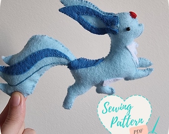 FFXIV Summoner Pet Carbuncle Plush Padrão de costura à mão Ornamento de feltro para jogos Plushie DIY Costure seu próprio