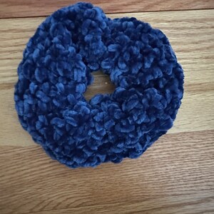 Handmade Velvet Scrunchie: Navy Blue Juicy Couture Yarn Hair Tie