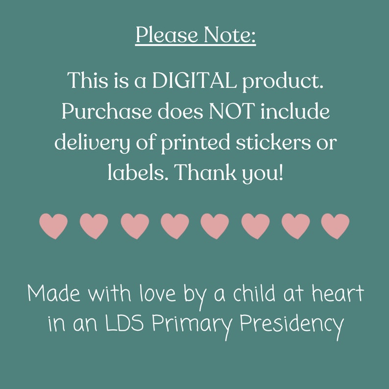 Printable LDS Primary Stickers for Assignments, Welcoming Visitors ...