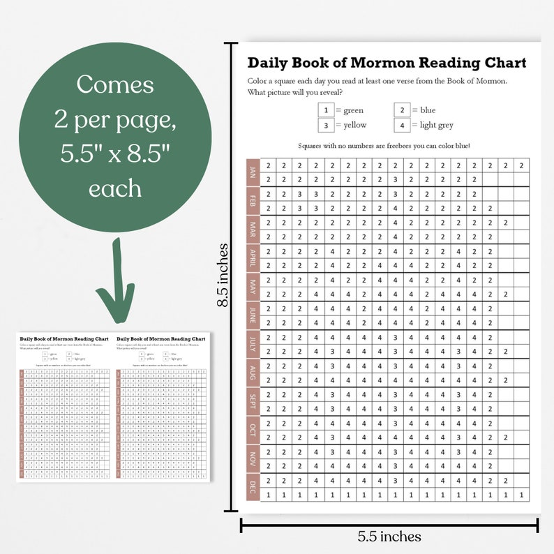 2024 Daily Book of Mormon Reading Chart PDF Digital Download, Printable