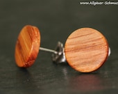 10 mm Wood Clock Plug in Oak with Stainless Steel or 925 Silver Connector, Stud earrings wood earrings thin round wooden Thin wood Earrings