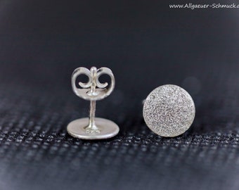 eismattierte Ohrstecker aus 925 Silber mattiert Ohrringe, diese flachen kreisförmigen Stecker für Herren Damen Silberohrringe als Geschenk