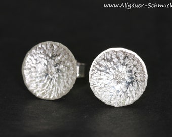 925 Silber Ohrstecker gehämmert runde kleine Stecker flache minimalistische Ohrringe für Männer und Frauen Ohrring klein Männerschmuck