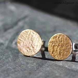 Stud earrings made of hammered brass 925 silver studs