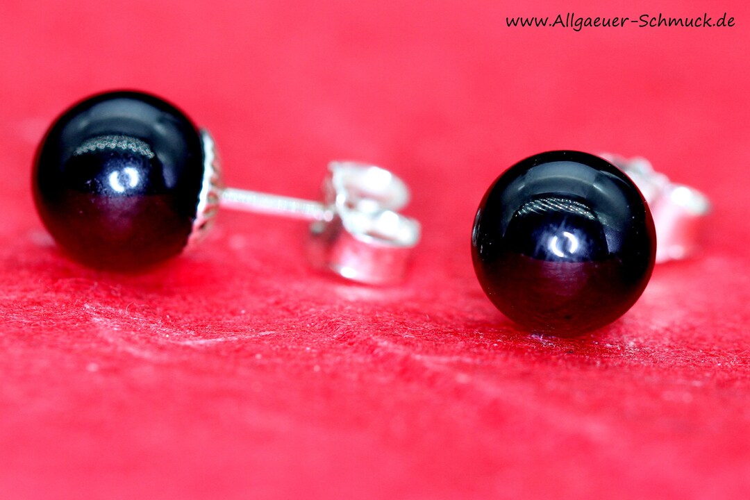 925 Silver Plug With Onyx Earrings Ball Plug Earrings Etsy