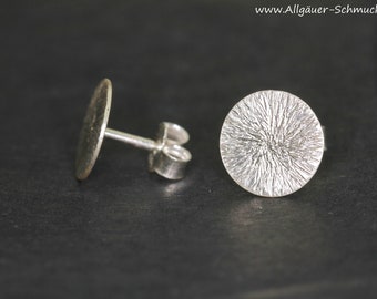 Earrings plug 925 silver stud earrings round flat frosted small minimalist men's women's silver earrings silver stud earrings gift