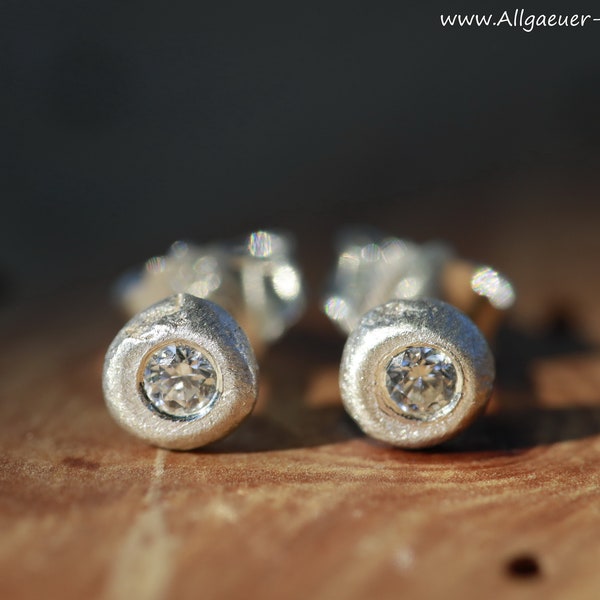 4 - 5 mm 925 silver stud earrings with stone silver stud round stud earrings men's and women's stud earrings