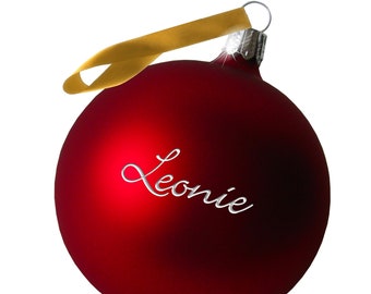 Christmas ball with personal name engraving, engraved glass ball made of hand-blown glass, made in germany