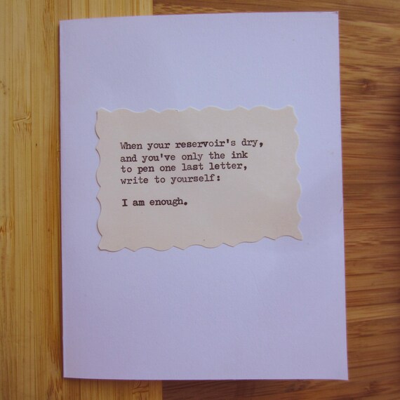 You Are Enough Poem Friends Greeting Card Self Love Note Etsy
