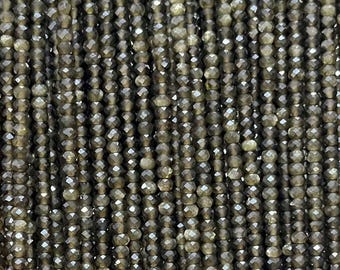 Gold Obsidian Rondelle Faceted Beads Micro Gemstone Spacer Beads For Jewelry Making DIY Bracelet