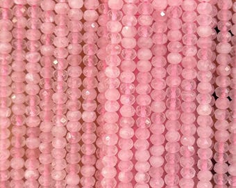 Rose Quartz Rondelle Faceted Beads Micro Gemstone Spacer Beads For Jewelry Making DIY Bracelet