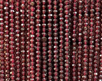Garnet Rondelle Faceted Beads Micro Gemstone Spacer Beads For Jewelry Making DIY Bracelet Crystal