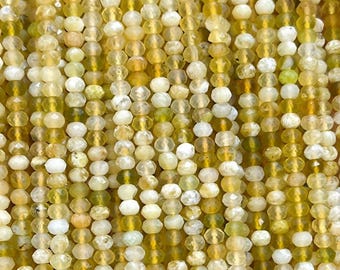 Yellow Opal Faceted Rondelle Beads Natural Gemstone Spacer Beads For Jewelry Making Micro Heishi