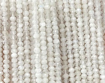 White Moonstone Faceted Rondelle Beads Healing Crystal Gemstone Beads For Jewelry Making 2x3mm 3x4mm