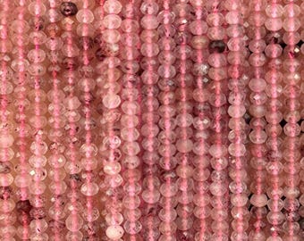 Strawberry Quartz Rondelle Faceted Beads Micro Gemstone Spacer Beads For Jewelry Making DIY Bracelet