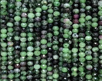 Ruby Zoisite Rondelle Faceted Beads Micro Gemstone Spacer Beads For Jewelry Making DIY Bracelet
