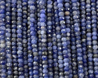 Blue Sodalite Rondelle Faceted Beads 2x3mm 3x4mm Micro Gemstone Spacer Beads For Jewelry Making