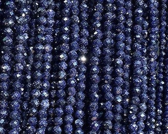 Blue Goldstone Faceted Round Beads: 2mm-4mm Gemstone Jewelry Supplies