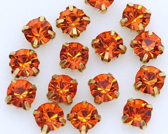 Piedras de imitación para coser de 7 mm: cuentas de cristal Montee con engaste dorado