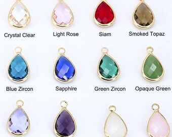 Teardrop Anhänger Birthstone Charme Gold Lünette facettierten Kristallstein Armband-Halskette Schmuck machen Lieferungen