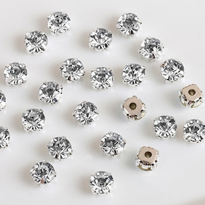 Crystal Clear Montee Rhinestones: Sew-On Chatons, Silver/Gold Setting