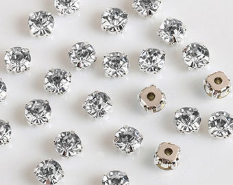 Crystal Clear Montee Rhinestones: Sew-On Chatons, Silver/Gold Setting