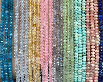 2x3mm Faceted Rondelle Gemstone Beads Natural Gems Healing Crystal Spacer Beads For Jewelry Making